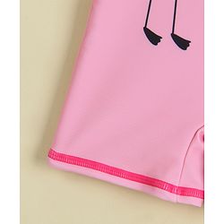 Babyhug Half Raglan Sleeves Legged Swimsuit With Bird Print - Pink