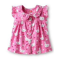 Babyhug 100% Cotton Knit Frill Sleeves Co-ords Front Open Night Suit With Floral Print - Pink
