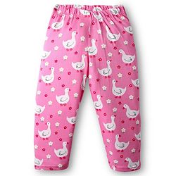 Babyhug 100% Cotton Knit Frill Sleeves Co-ords Front Open Night Suit With Floral Print - Pink