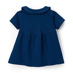 Babyhug Cotton Jersey Knit Half Sleeves Text Printed Frock with Bloomer - Navy Blue