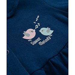 Babyhug Cotton Jersey Knit Half Sleeves Text Printed Frock with Bloomer - Navy Blue