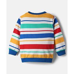 Babyhug 100% Cotton Knit Full Sleeves Striped & Text Printed Sweatshirt Pack Of 2 - Multicolour