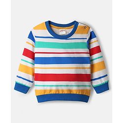 Babyhug 100% Cotton Knit Full Sleeves Striped & Text Printed Sweatshirt Pack Of 2 - Multicolour