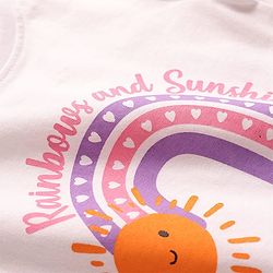 Babyhug 100% Cotton Single Jersey Knit Half Sleeves T-Shirt & twill Shorts Set with Rainbow Print & Bow Applique - Orange
