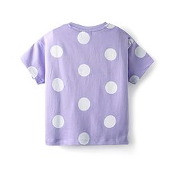 Babyhug 100% Cotton Single Jersey Knit Half Sleeves Top & Shorts Co-ord Set with Bunny Sling Bag & Polka Dot Print - Lilac