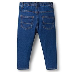Babyhug Cotton Denim Full Length Washed Jeans With Stretch - Dark Blue