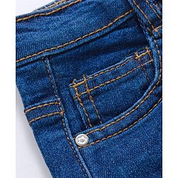 Babyhug Cotton Denim Full Length Washed Jeans With Stretch - Dark Blue