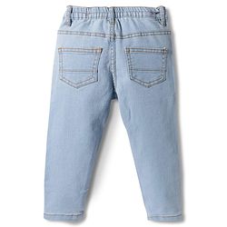 Babyhug Cotton Denim Full Length Washed Jeans With Stretch - Dark Blue