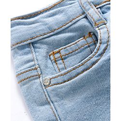 Babyhug Cotton Denim Full Length Washed Jeans With Stretch - Dark Blue