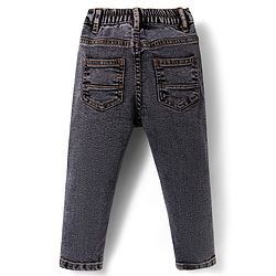 Babyhug Cotton Denim Full Length Washed Jeans With Stretch - Dark Blue
