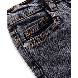 Babyhug Cotton Denim Full Length Washed Jeans With Stretch - Dark Blue