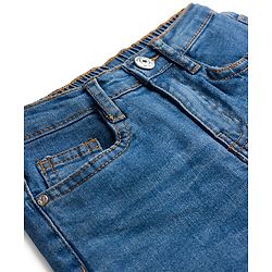 Babyhug Cotton Denim Full Length Washed Jeans With Stretch - Blue