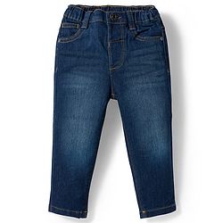 Babyhug Denim Full Length Washed Slim Fit Jeans With Stretch - Dark Blue
