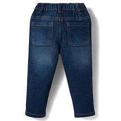 Babyhug Denim Full Length Washed Slim Fit Jeans With Stretch - Dark Blue
