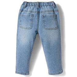 Babyhug Denim Full Length Washed Slim Fit Jeans With Stretch - Dark Blue