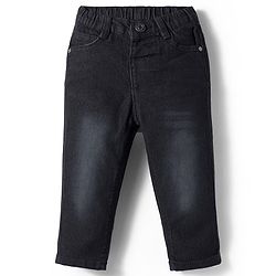 Babyhug Denim Full Length Washed Slim Fit Jeans With Stretch - Dark Blue