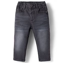 Babyhug Denim Full Length Washed Slim Fit Jeans With Stretch - Dark Blue
