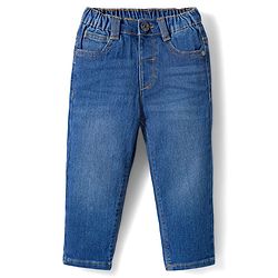 Babyhug Denim Full Length Washed Jeans with Stretch -Blue