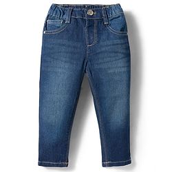Babyhug Denim Full Length Washed Jeans with Stretch - Navy Blue