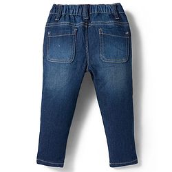 Babyhug Denim Full Length Washed Jeans with Stretch - Navy Blue