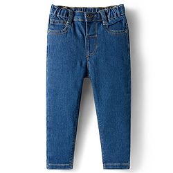 Babyhug Denim Full Length Washed Jeans with Stretch - Navy Blue