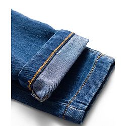 Babyhug Denim Full Length Washed Jeans with Stretch - Navy Blue