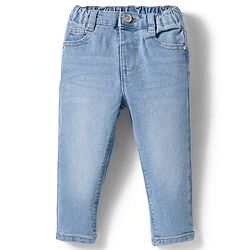 Babyhug Denim Full Length Washed Jeans with Stretch - Navy Blue