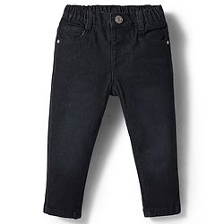 Babyhug Denim Full Length Washed Jeans with Stretch - Navy Blue