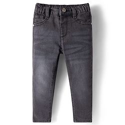 Babyhug Denim Full Length Washed Jeans with Stretch - Navy Blue