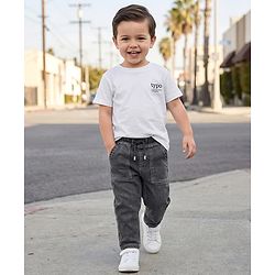 Babyhug Denim Full Length Washed Jeans With Stretch - Black