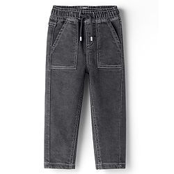 Babyhug Denim Full Length Washed Jeans With Stretch - Black