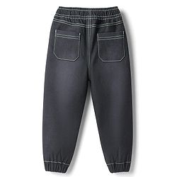 Babyhug Denim Full Length Washed Jeans With Stretch & Text Embriodery - Black