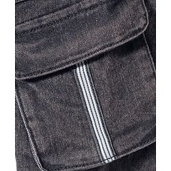 Babyhug Denim Full Length Washed Joggers With Stretch Cut & Sew With Cargo Pockets - Black
