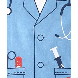Babyhug Cotton Knit Full Sleeves Night Suit with Doctor Court Print - Blue