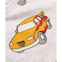 Babyhug Cotton Knit Full Sleeves Co-Ord Night Suit With Vehicles Print - White