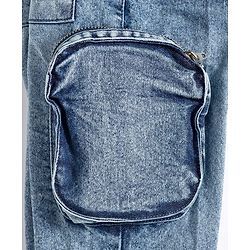 Babyhug Denim Full Length Washed Jeans with Stretch & Cargo Zipper Pockets - Cloud Blue