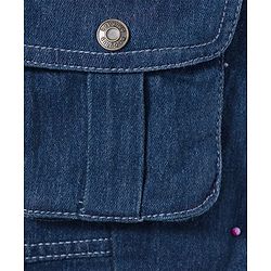 Babyhug Denim Full Length Washed Joggers With Stretch Cut & Sew With Cargo Pockets - Dark Blue