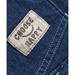 Babyhug Denim Full Length Washed Joggers With Stretch Cut & Sew With Cargo Pockets - Dark Blue