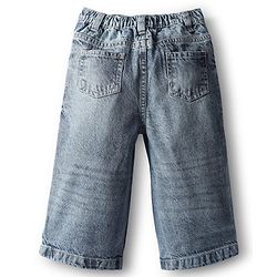 Babyhug Denim Full Length Washed Wide Leg Jeans With Stretch - Blue