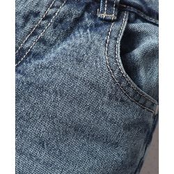 Babyhug Denim Full Length Washed Wide Leg Jeans With Stretch - Blue