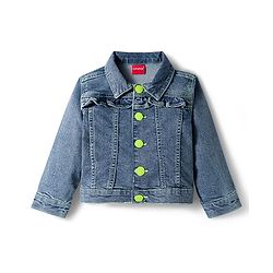 Babyhug Full Sleeves Denim Jacket with Pockets - Blue