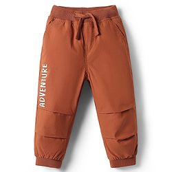Babyhug Cotton Woven Full Length Jogger With Adventure Print - Rust Orange