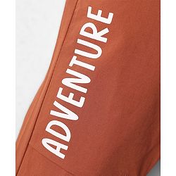 Babyhug Cotton Woven Full Length Jogger With Adventure Print - Rust Orange