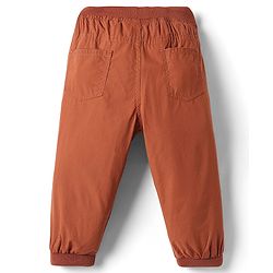 Babyhug Cotton Woven Full Length Jogger With Adventure Print - Rust Orange