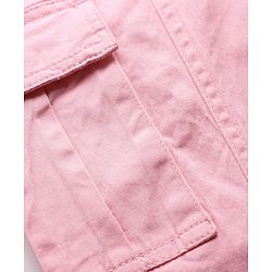 Babyhug Twill Full Length Trousers with Stretch & Cargo Pocket - Pink