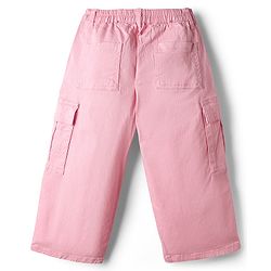 Babyhug Twill Full Length Trousers with Stretch & Cargo Pocket - Pink