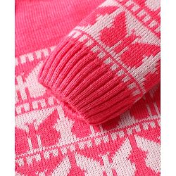 Babyhug Knit Full Sleeves Sweater Set With Butterfly Design - Pink