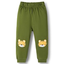 Babyhug Cotton Knit Full Sleeves Night Suit With Tiger Print - Green