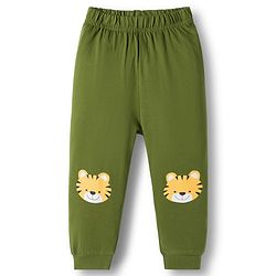 Babyhug Cotton Knit Full Sleeves Night Suit With Tiger Print - Green