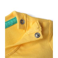 Babyhug Cotton Knit Half Sleeves Night Suit With Dino Print - Yellow